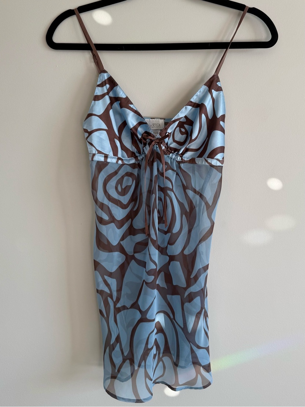 Y2K La Senza Lingerie Sheer Rose Babydoll Slip Dress XS